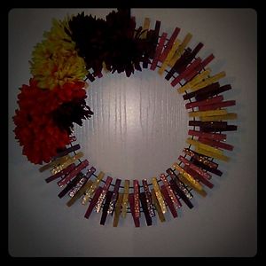Fall clothespin wreath hand crafted